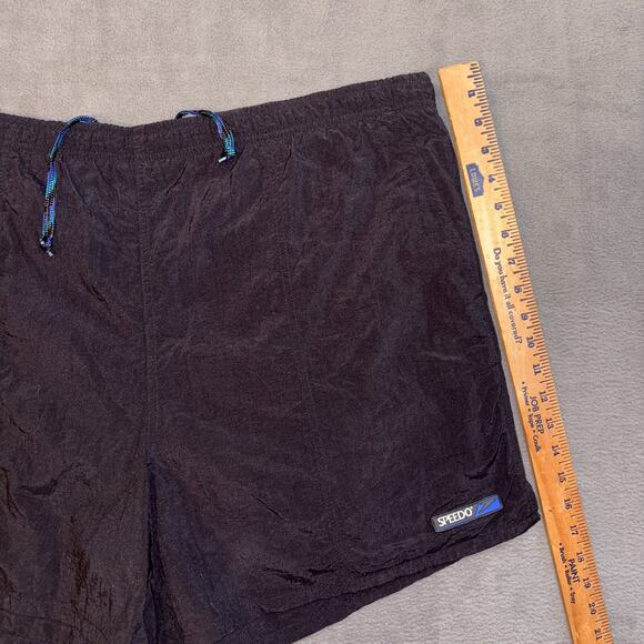 Vintage Speedo Boardshorts Men's X Large Black Nylon Classic Lined Swim Trunks - Picture 7 of 13